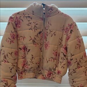 Storia Cream Jacket with Pink Floral Trim